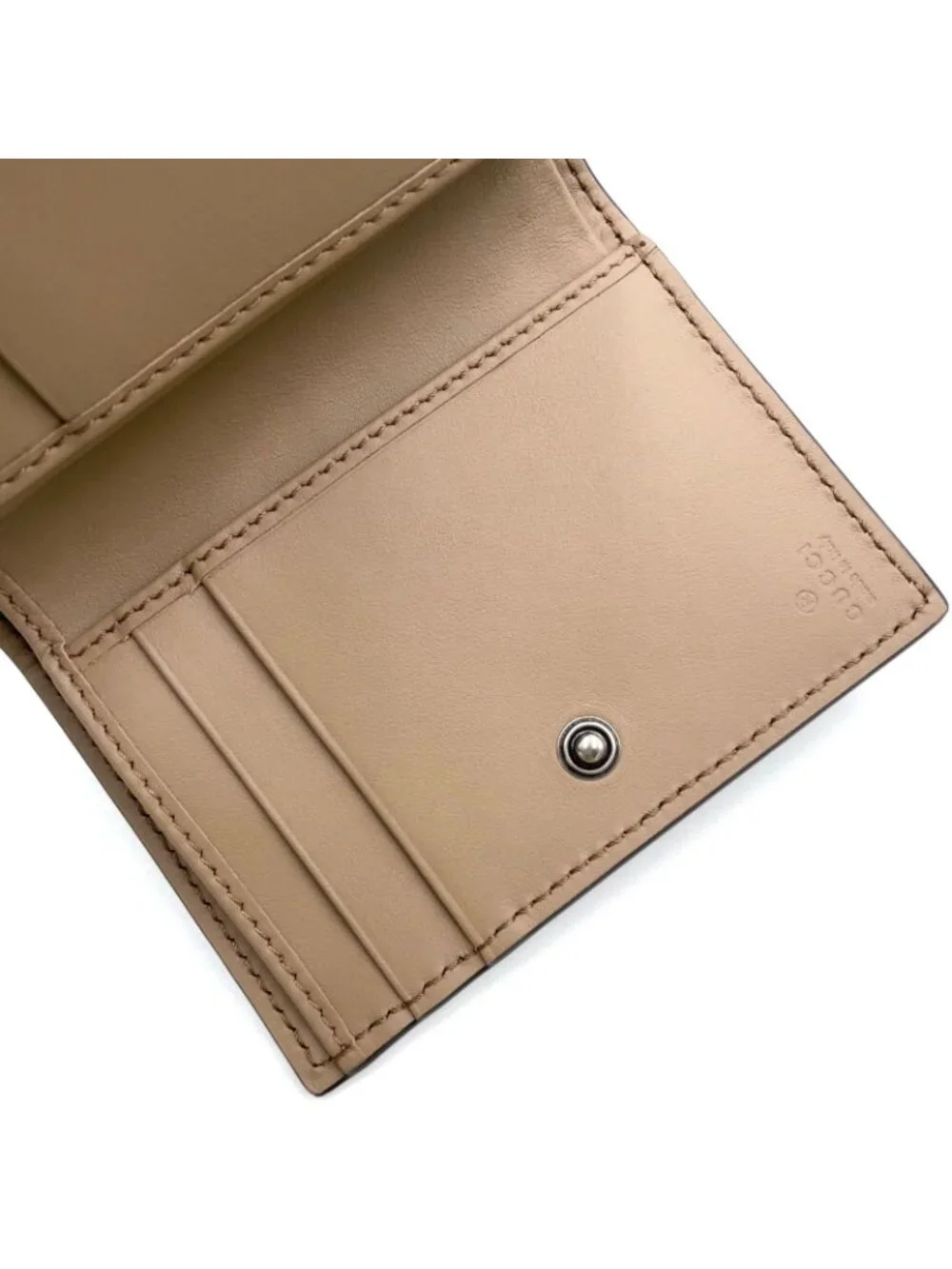 Gucci Dionysus GG Supreme Leather Beige Trifold Wallet Silver - Picture 9 of 15